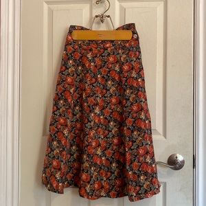 Silk Floral Midi Skirt